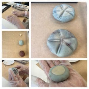 和菓子作り体験、あさがお、朝顔