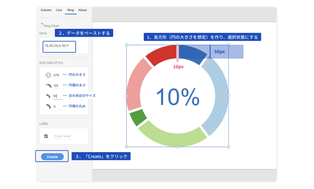 円グラフの作成ステップ１