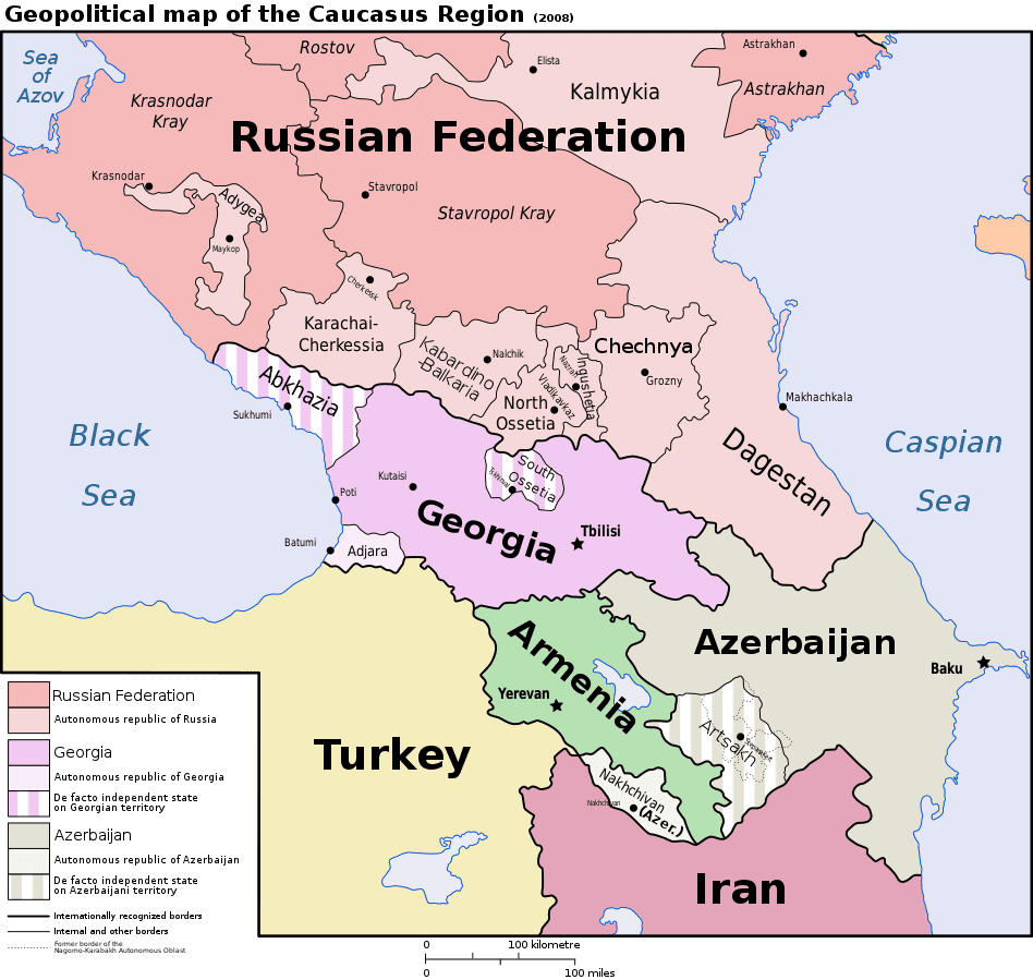 Map of the Caucasus Region -コーカサス地方の地図