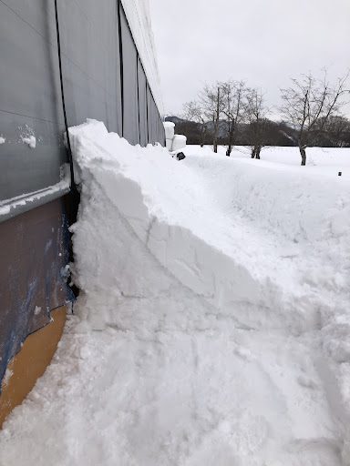 積もった雪の断面の写真